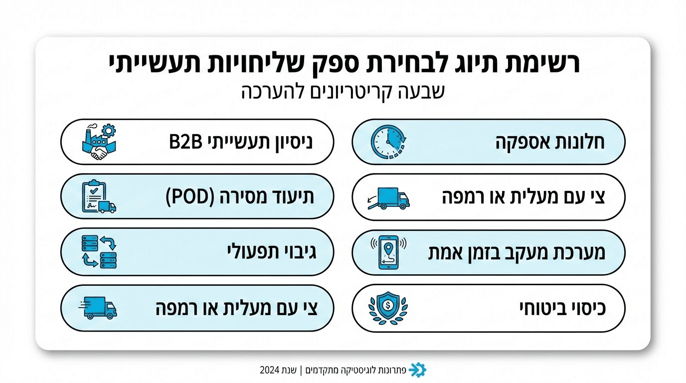 צ'ק-ליסט לבחירת ספק שליחויות לתעשייה ויצרנים