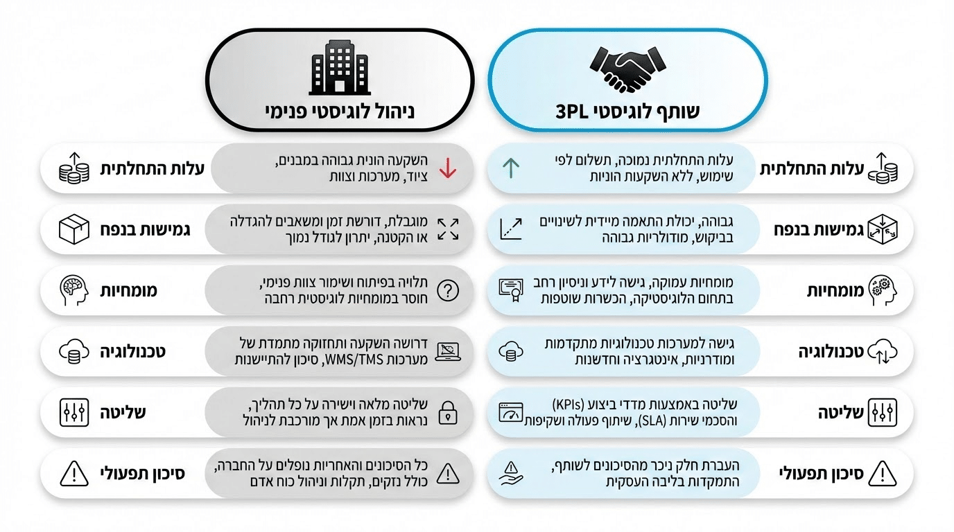 השוואה בין ניהול לוגיסטיקה פנימי למיקור חוץ - HSP שליחויות
