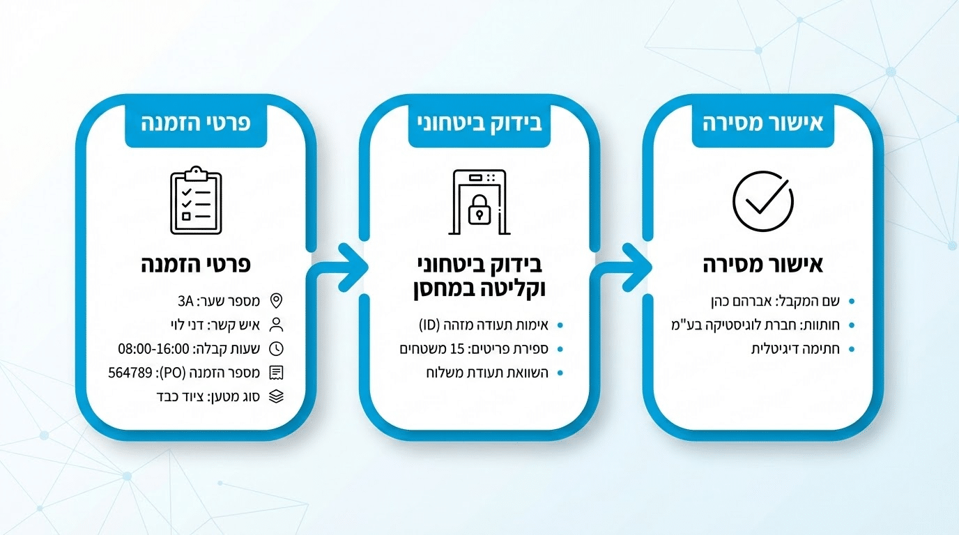 תהליך שליחויות לתעשייה מההזמנה ועד המסירה במפעל