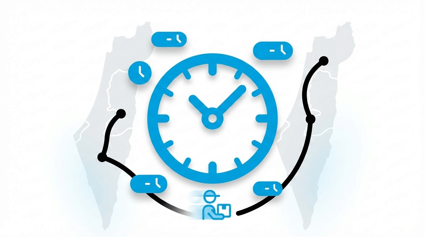 משך זמן מסירה בשליחויות בין ערים — תרשים המחשה של זמני משלוח בינעירוניים