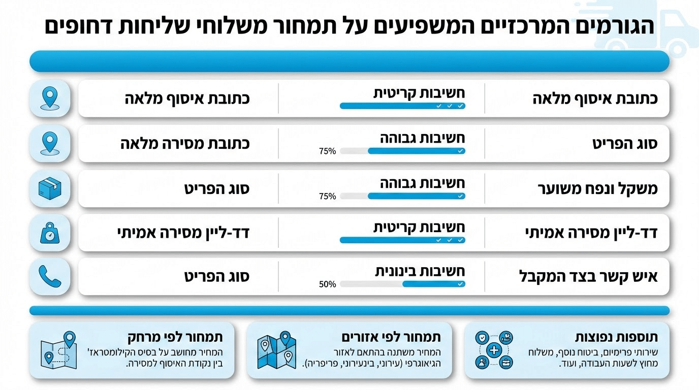 כמה עולה שליחות דחופה ומה משפיע על המחיר - גורמים מרכזיים