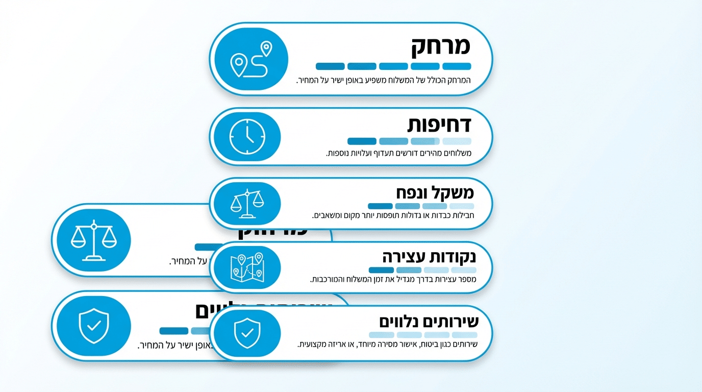 בחירת חברת שליחויות לעסקים קטנים - גורמים המשפיעים על עלות המשלוח