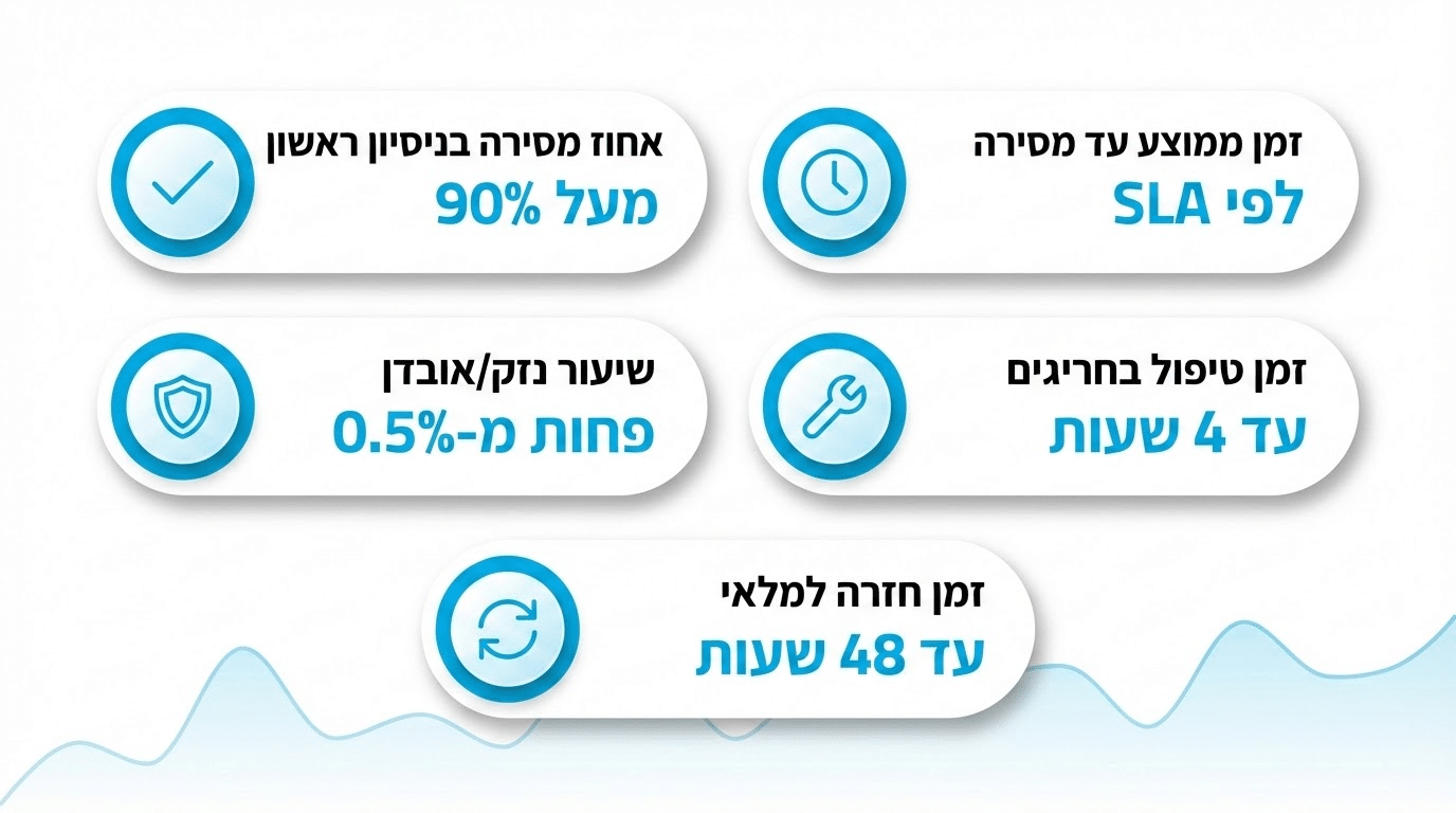 מדדים ובדיקות לביצועי חברת שילוח אופנה