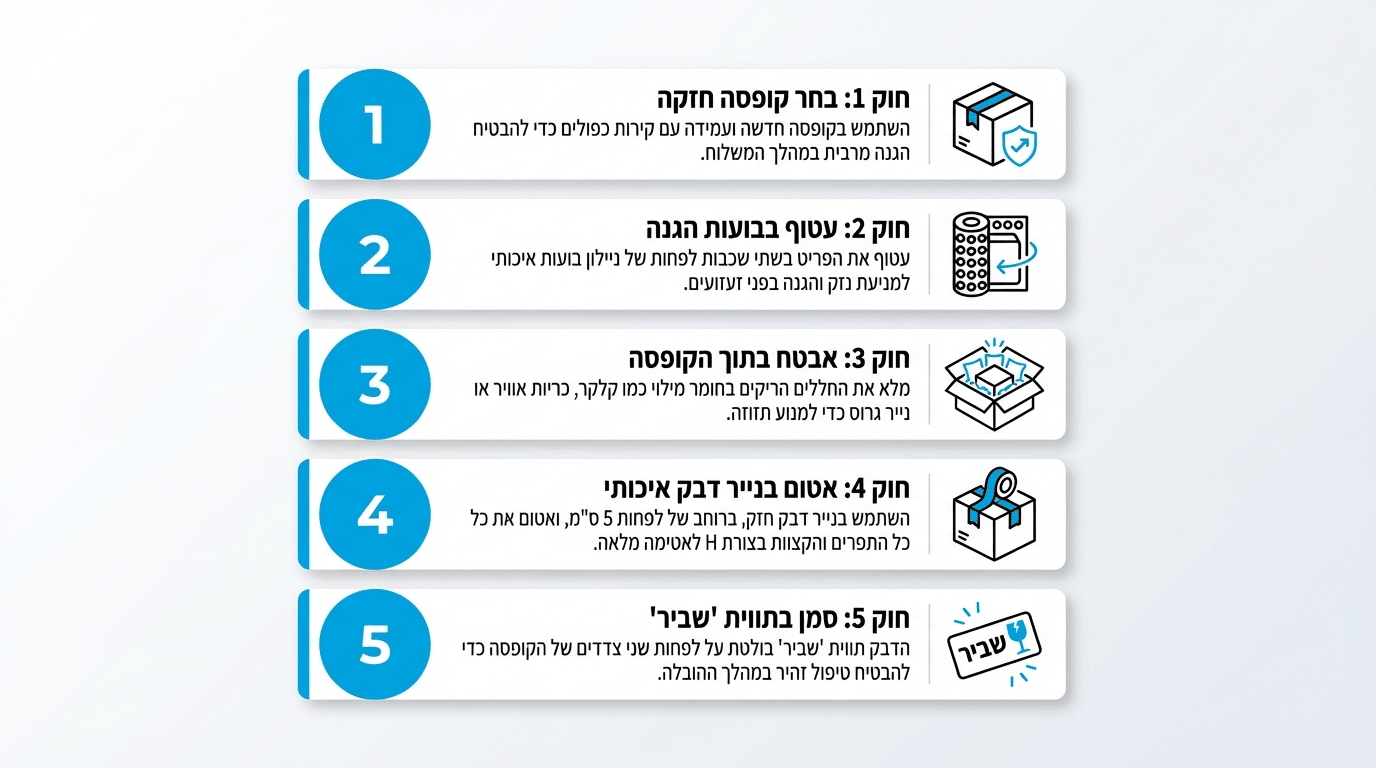 אריזה נכונה למשלוח דחוף - חמישה כללים שמונעים עיכובים ונזק