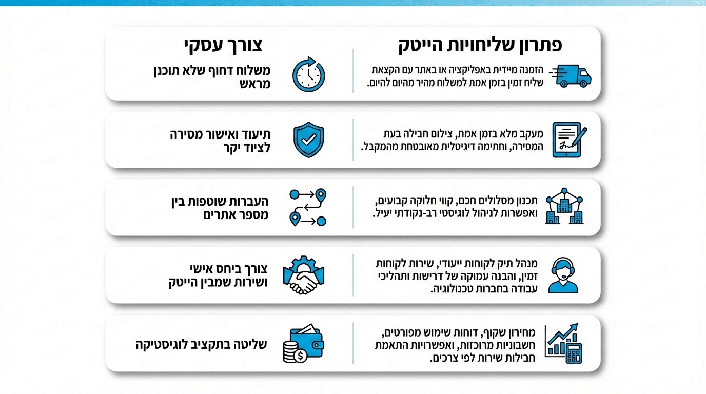 הצורך העסקי מול הפתרון בפועל בשליחויות להייטק