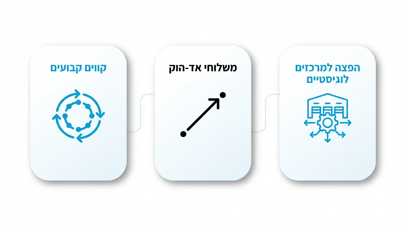 סוגי מסירות בהפצת מזון עסקית – קווים קבועים, אד-הוק ומרלוגים