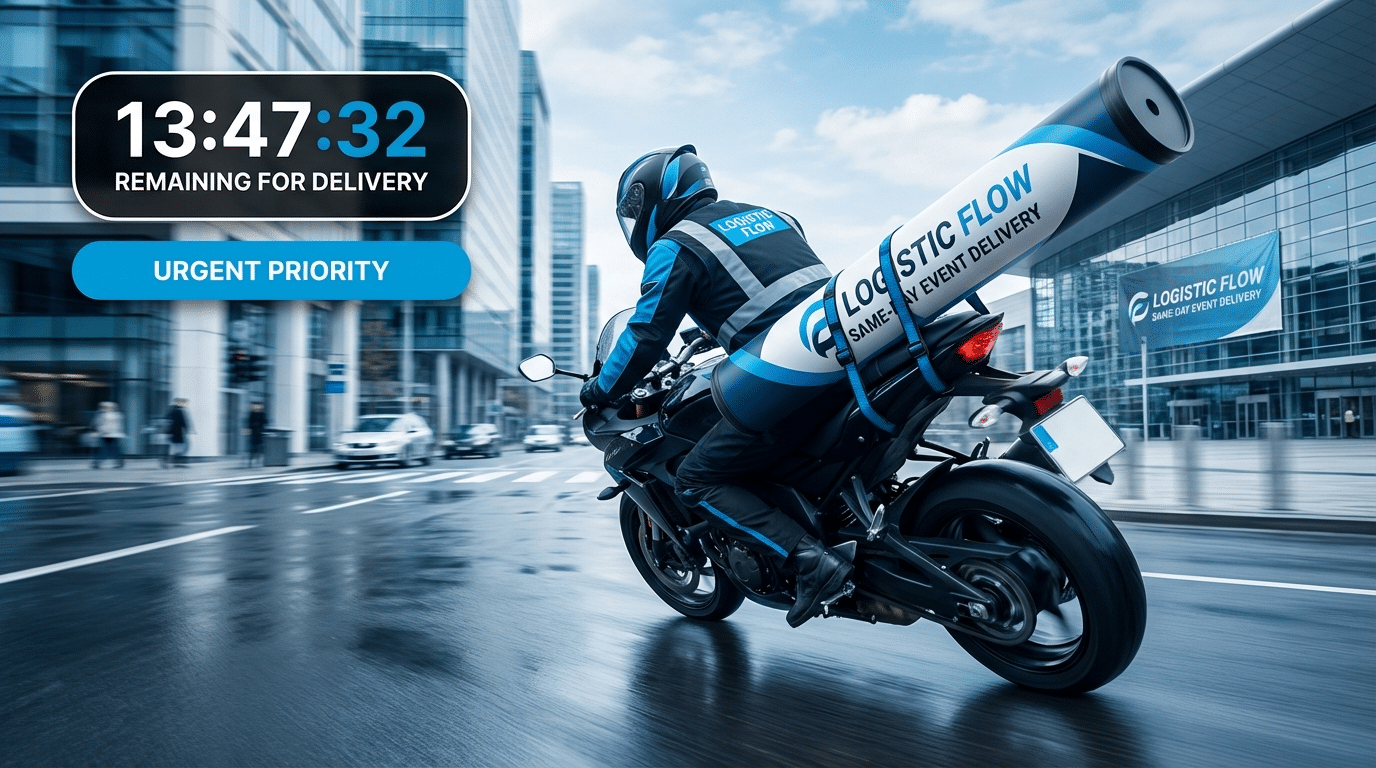 שליחויות לאירועים מהיום להיום - שליח מגיע עם חבילות לאירוע