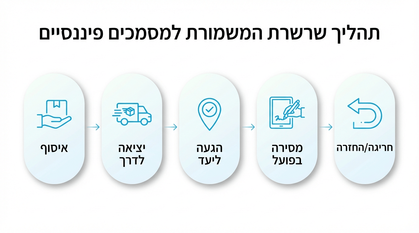 שרשרת מסירה ואישור חתום למסמכים פיננסיים - תיעוד מלא מאיסוף ועד מסירה