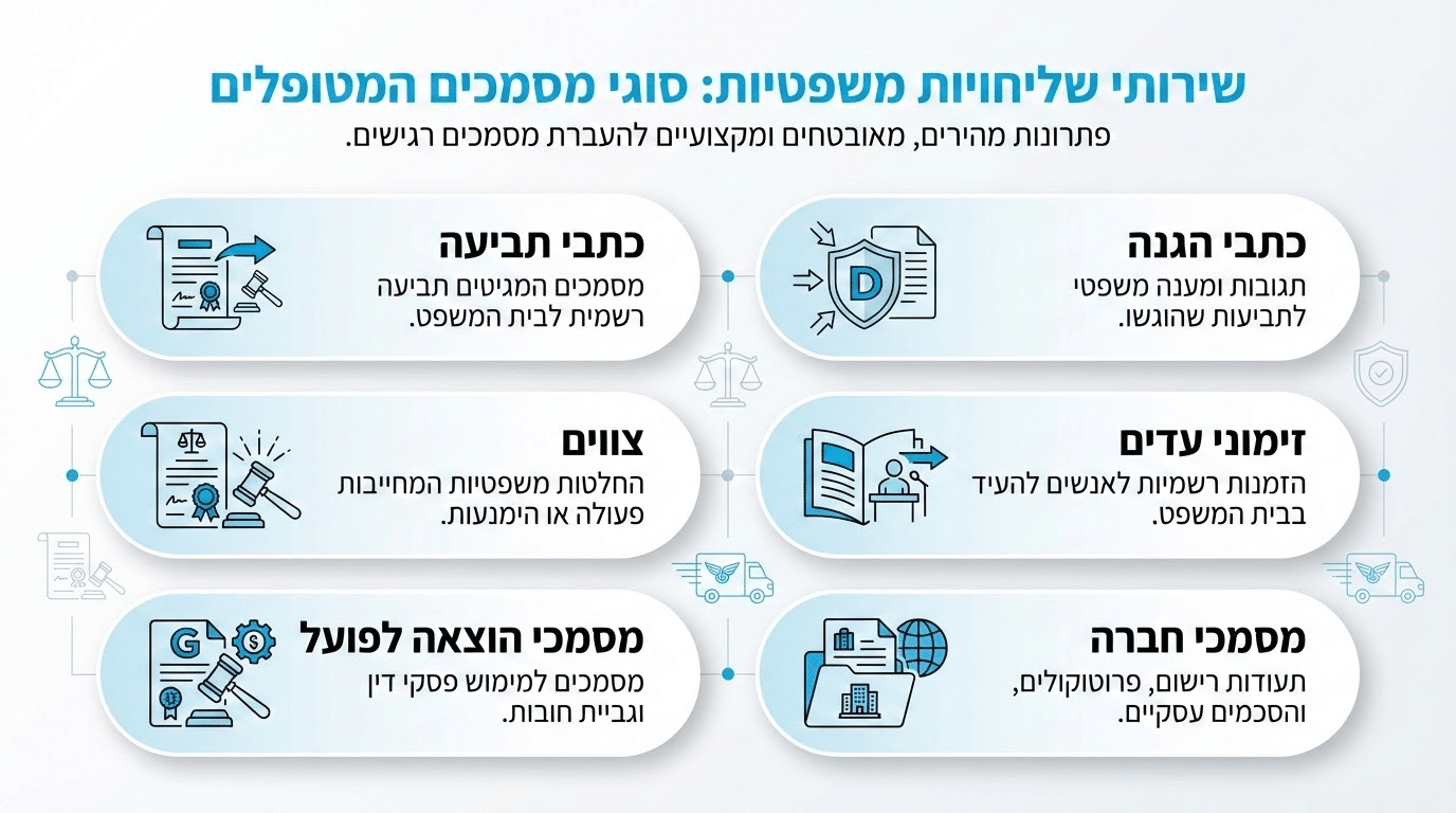 סוגי מסמכים ותהליכים בשליחויות משפטיות
