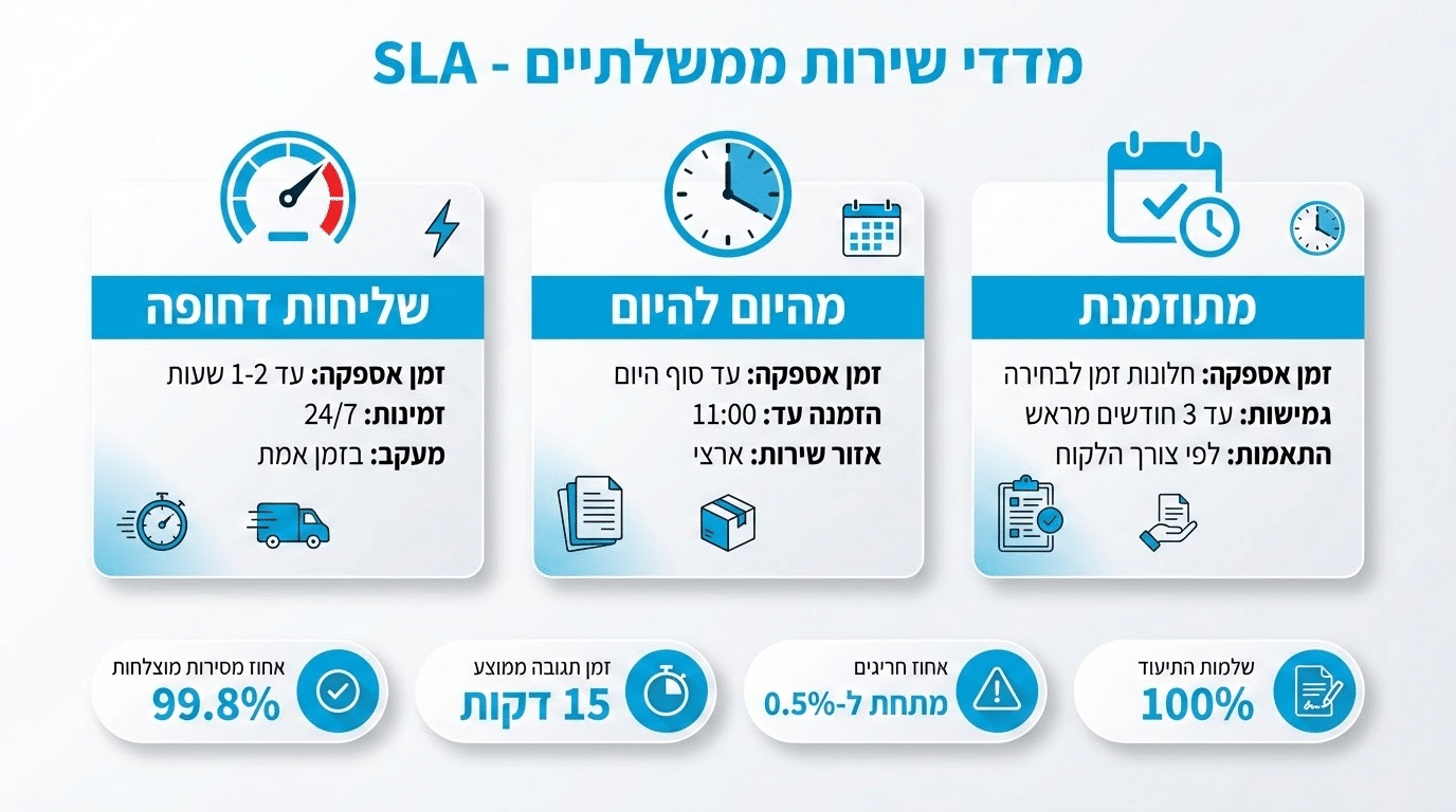 הגדרת SLA בשליחויות לגופים ממשלתיים ומדדים חיוניים