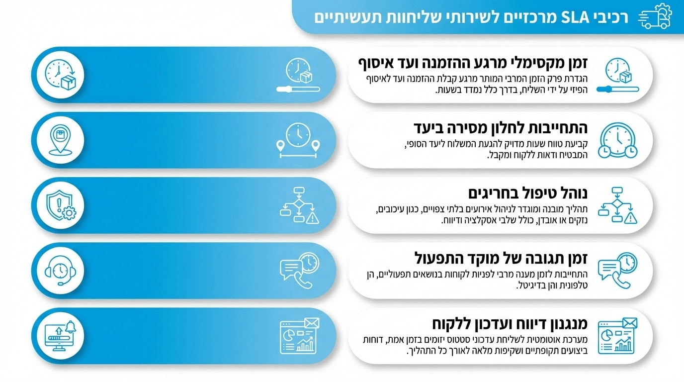 הסכם רמת שירות SLA בשליחויות תעשייתיות - התחייבויות מדידות לזמני איסוף ומסירה