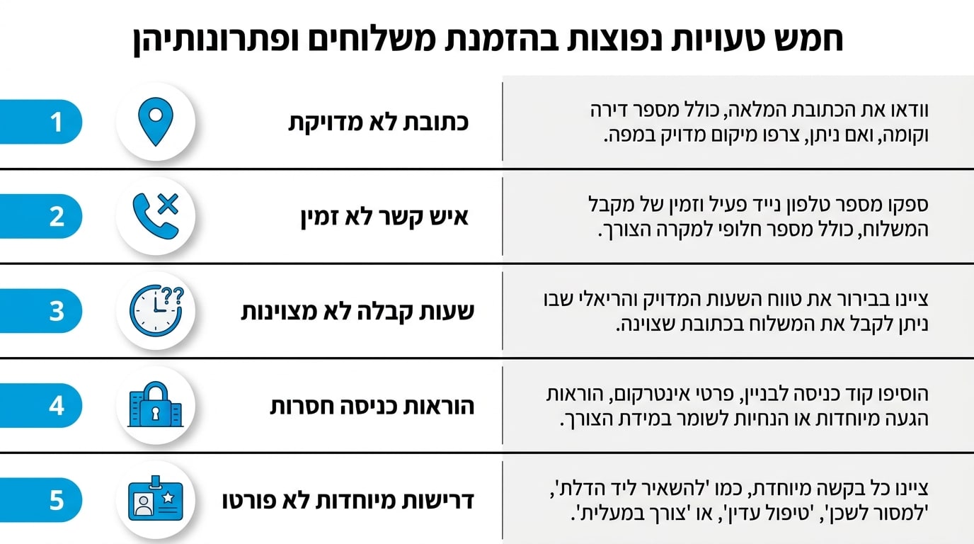 טעויות נפוצות בהזמנת שליחויות - תהליך עבודה מסודר