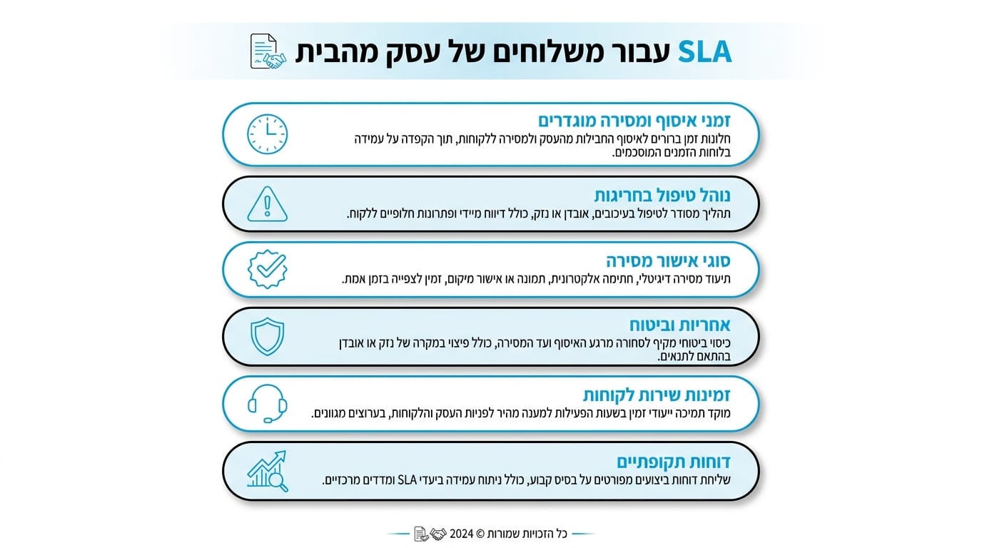 הסכם שירות SLA למשלוחים לעסק מהבית